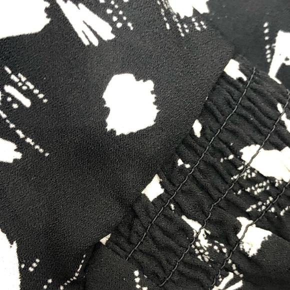 Lush black ivory v-neck button down long sleeve blouse L - Picture 5 of 9